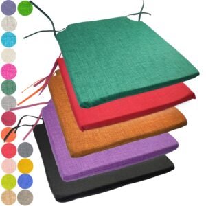 Cojines para Silla 40×40 cm con Relleno Incluido, Lavables, con Cuerdas de Sujeción – Comodidad y Durabilidad para Interior y Exterior