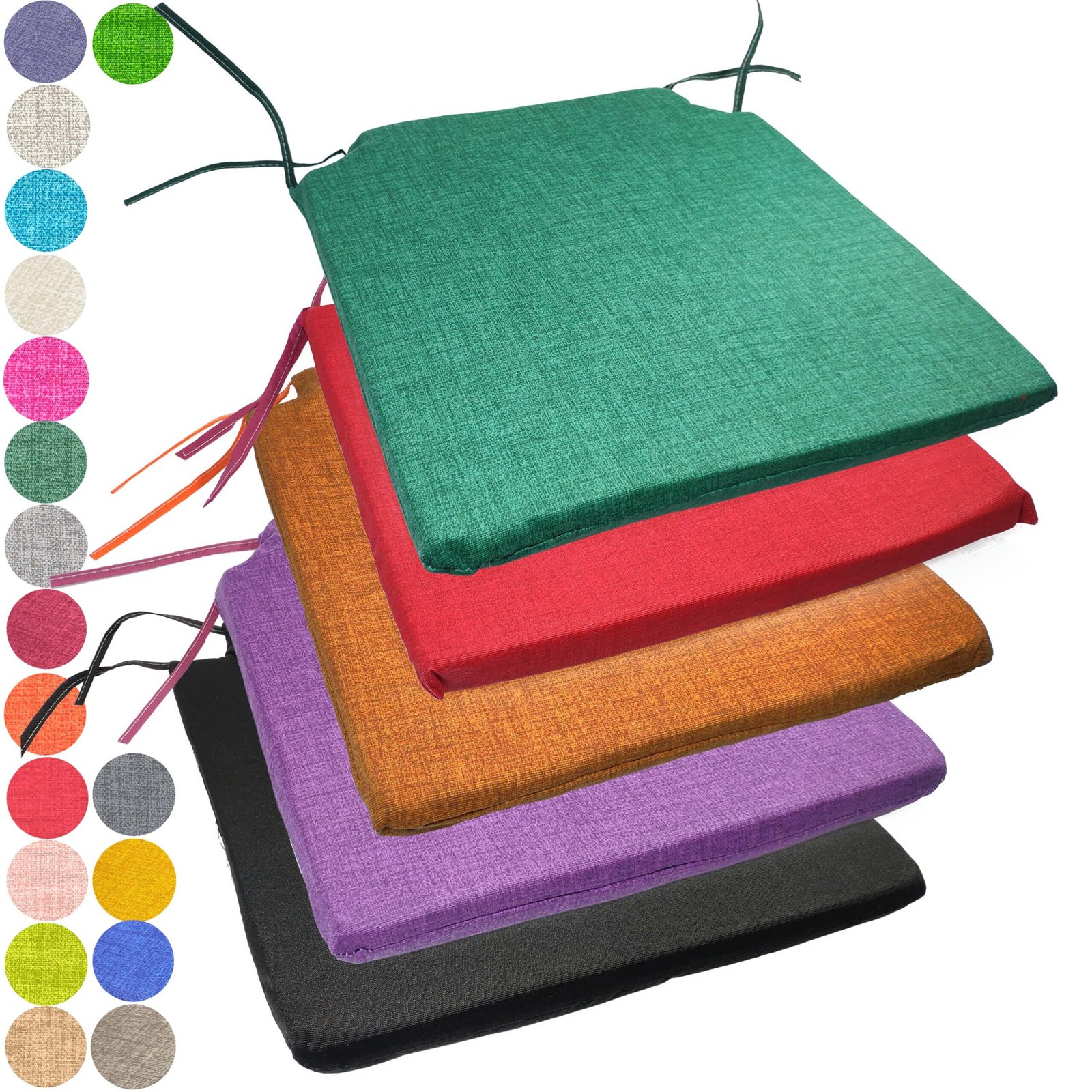 Cojines para Silla 40×40 cm con Relleno Incluido, Lavables, con Cuerdas de Sujeción – Comodidad y Durabilidad para Interior y Exterior