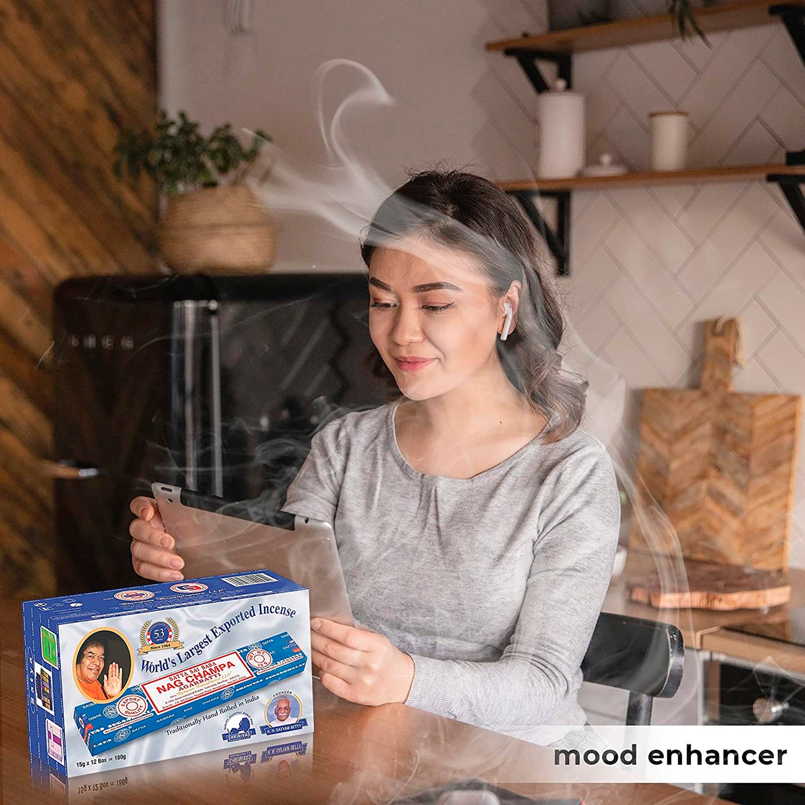 Incienso Original SATYA 180 g – Caja sellada Hecho en India – Aromaterapia, Meditación y Ambientación – Incluye porta-incienso de regalo - Imagen 5