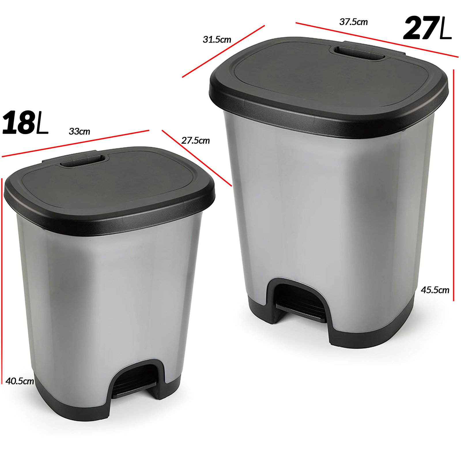 Cubo de Basura con Pedal 18L y 27L | Papelera Plástica Resistente y Decorativa | Hecho en España | Higiénica, Duradera y Fácil de Limpiar - Imagen 10