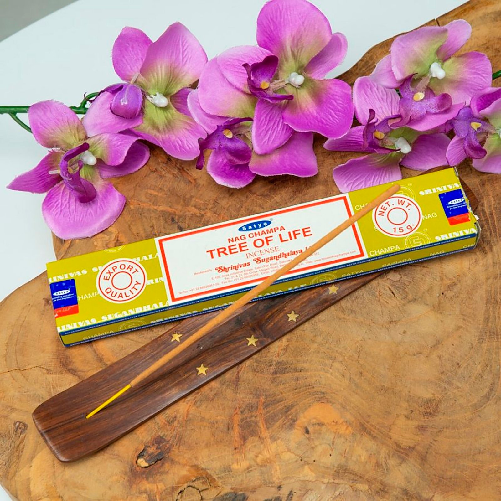 Incienso Original SATYA 180 g – Caja sellada Hecho en India – Aromaterapia, Meditación y Ambientación – Incluye porta-incienso de regalo - Imagen 6