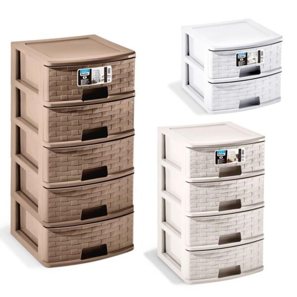 cajonera bamboo modular 5 cajones blanco arena