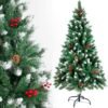 árbol de navidad decorado premium efecto nevado ramas frondosas
