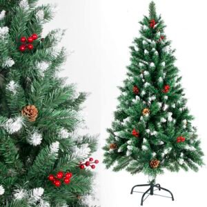 árbol de navidad decorado premium efecto nevado ramas frondosas