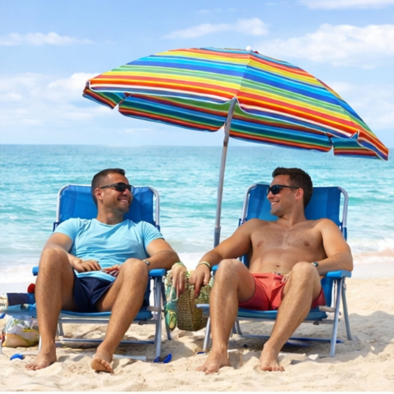 Sombrilla de Playa 200 cm | Protección UV FPU100+ | 8 Varillas Reforzadas de Fibra de Vidrio y Aleación de Aluminio | Inclinación Ajustable | Anclaje Espiral para Arena | Ligera, Elegante y Portátil | Bolsa de Transporte Incluida - Imagen 3