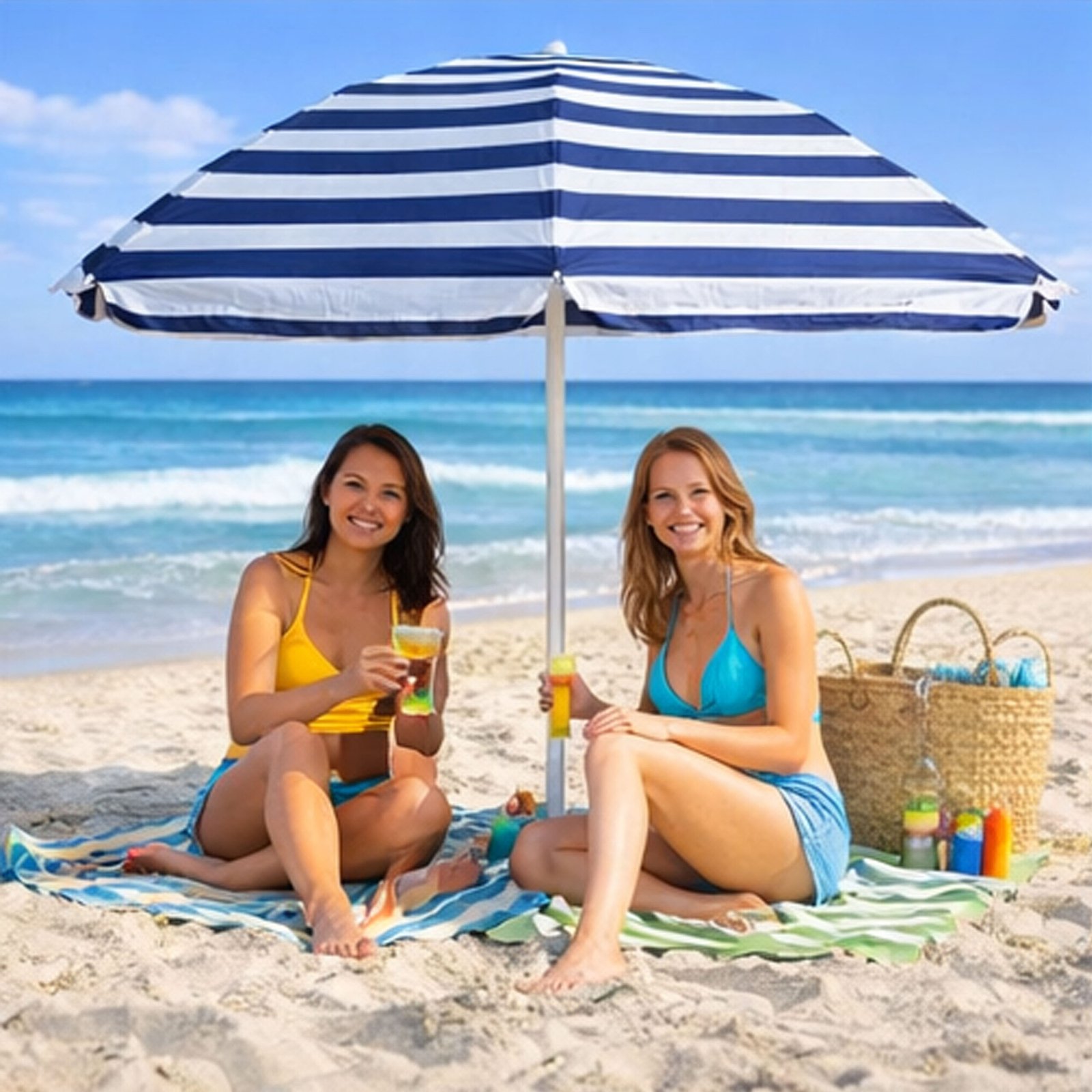 sombrilla playa 200 cm upf 50 inclinable Azul