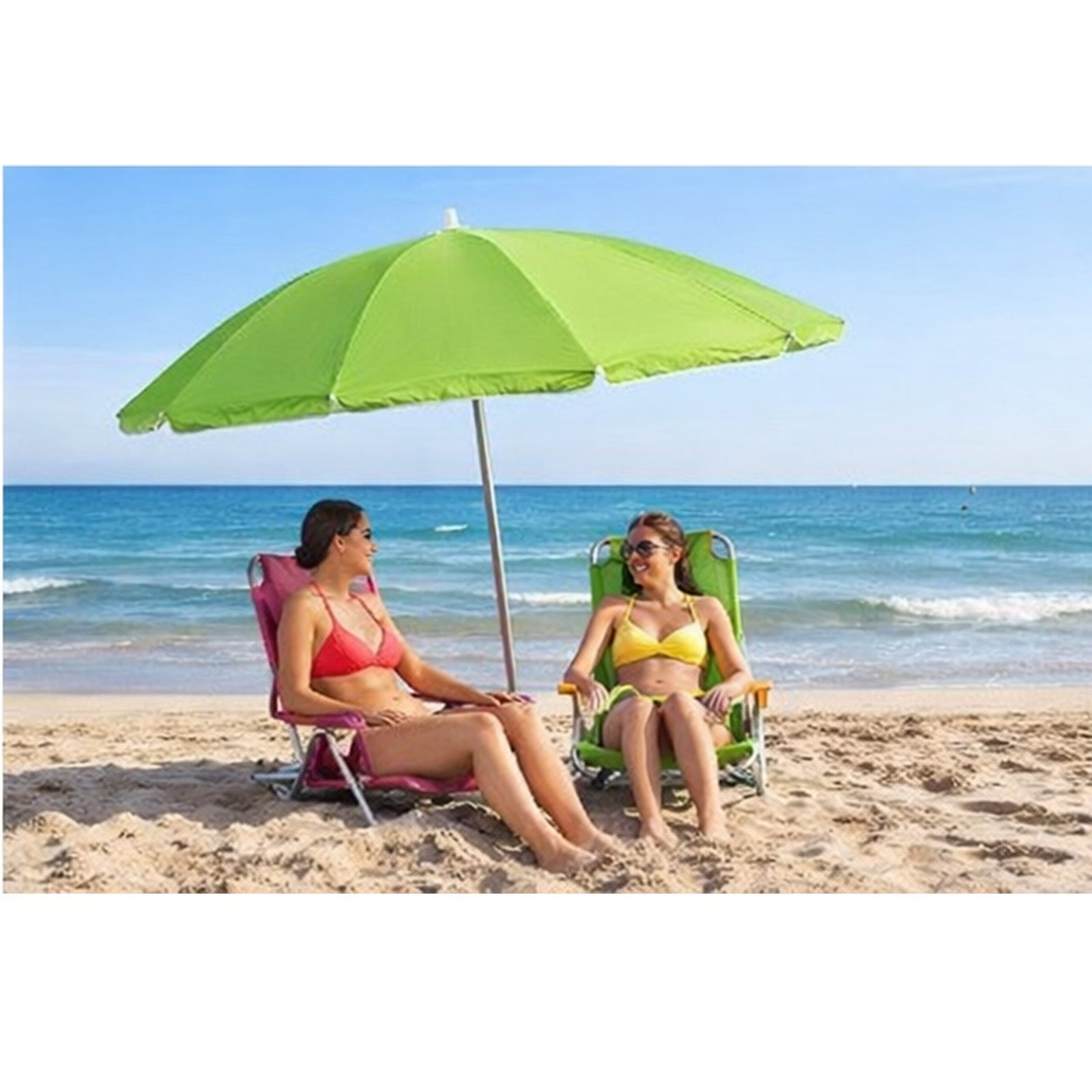sombrilla playa 220 cm UV50 mástil inclinable aluminio verde
