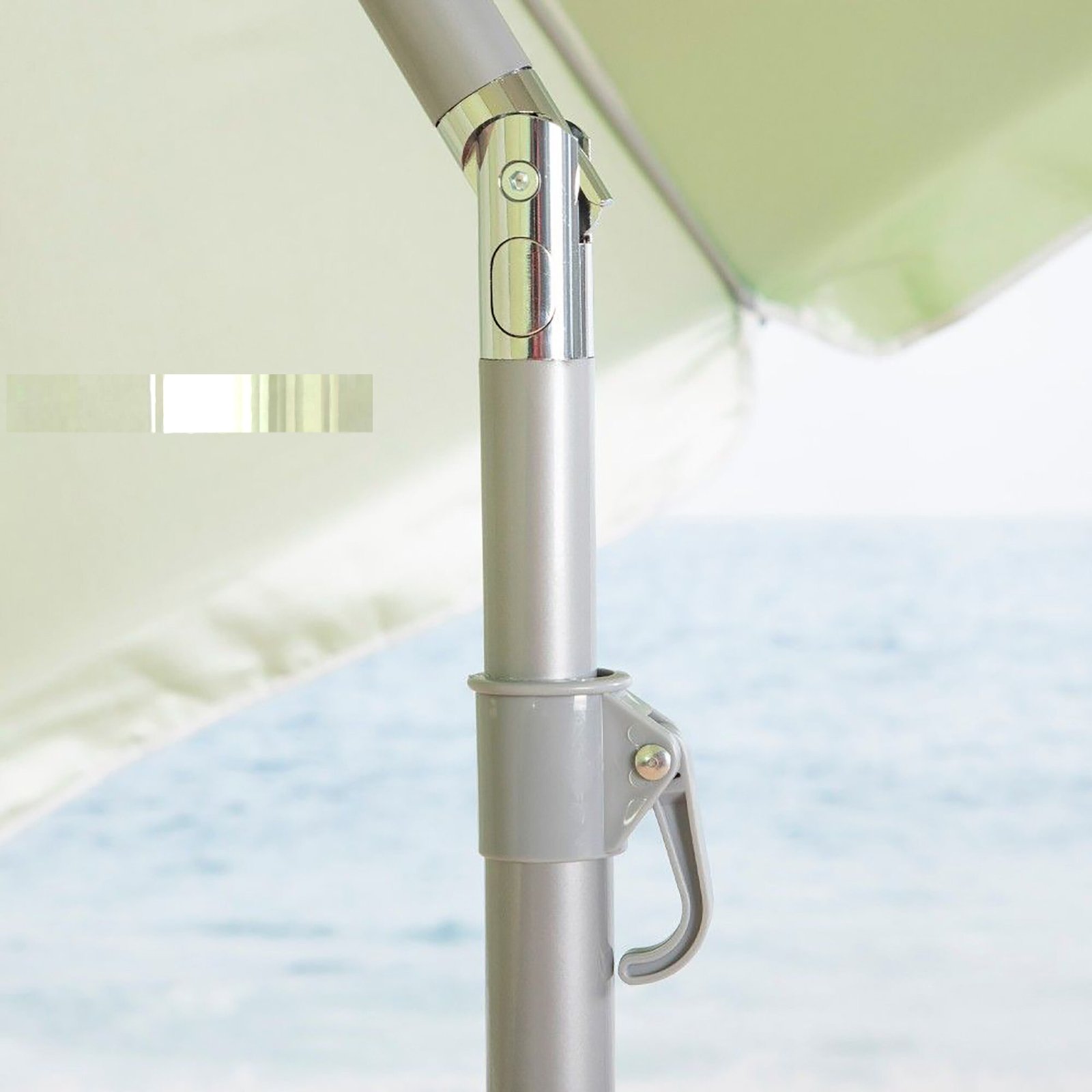 Sombrilla de Playa Ø220 cm con Mástil Inclinable y Regulable 28/32 mm | Tejido Poliéster UV50 con Revestimiento Plateado | 8 Varillas Fibra de Vidrio Antiviento | Mástil Aluminio Ultrarresistente + Bolsa Transporte - Imagen 6