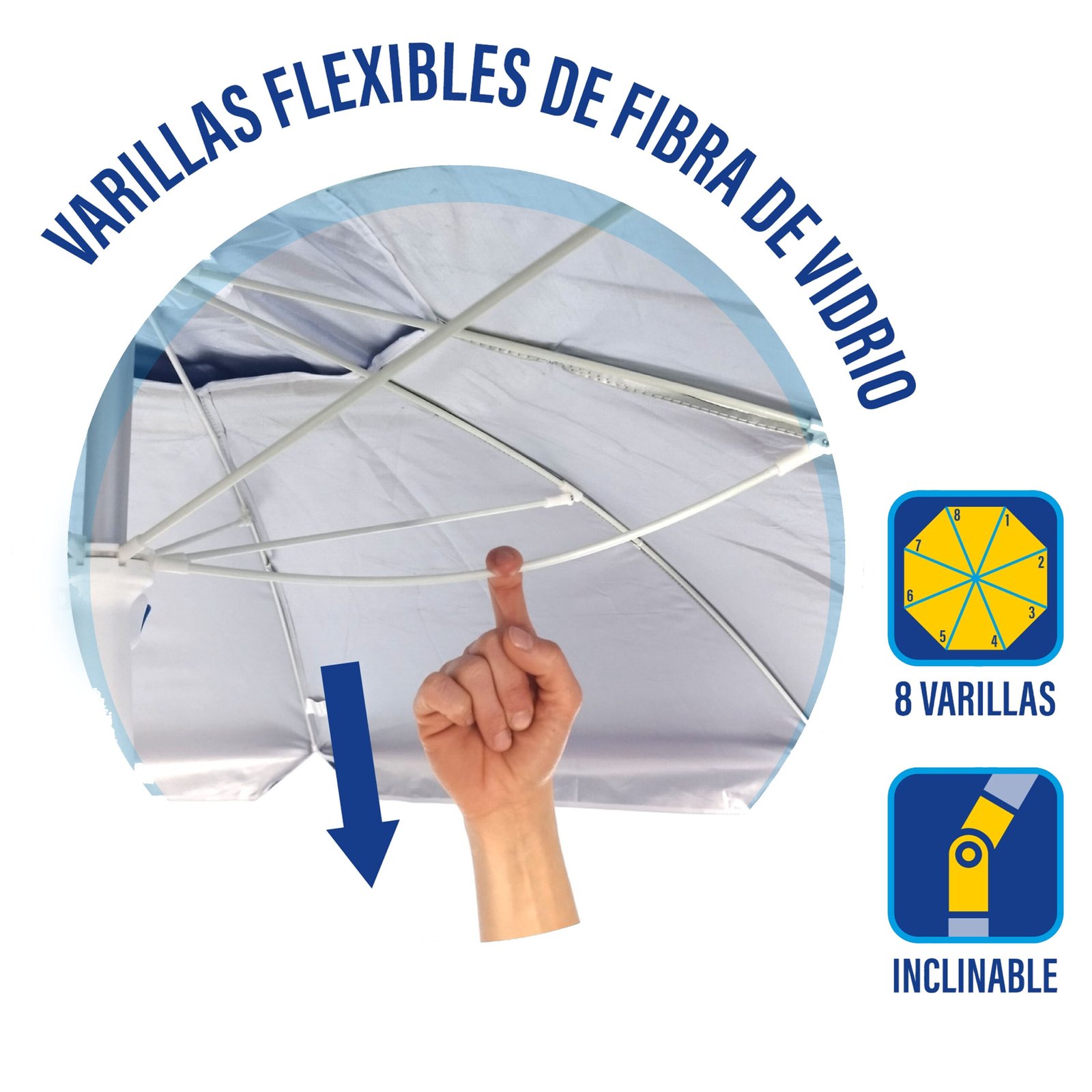 Sombrilla de Playa 200 cm | Protección UV FPU100+ | 8 Varillas Reforzadas de Fibra de Vidrio y Aleación de Aluminio | Inclinación Ajustable | Anclaje Espiral para Arena | Ligera, Elegante y Portátil | Bolsa de Transporte Incluida - Imagen 8