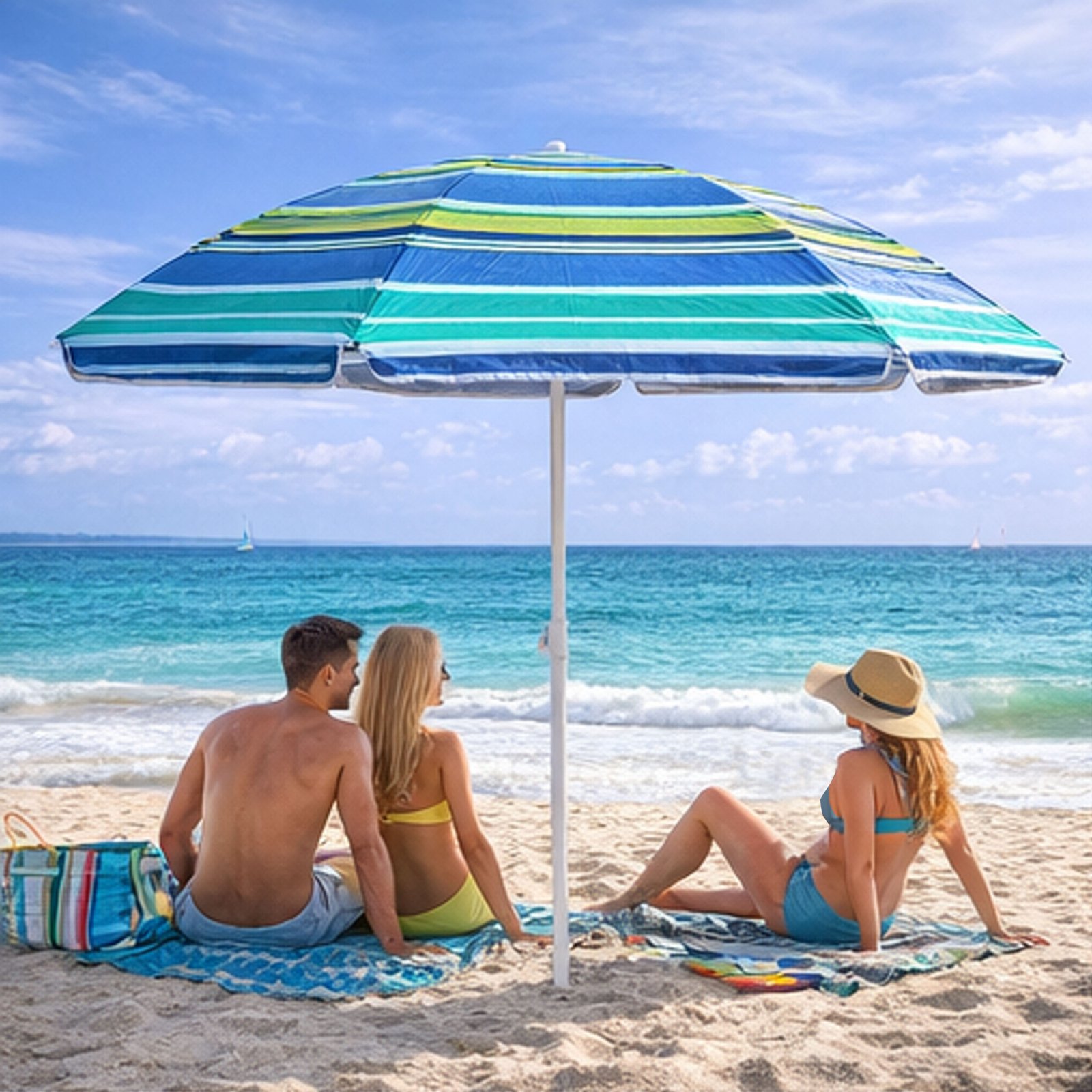 Sombrilla de Playa 200 cm Inclinable | Protección Solar UPF 50+ UVA | Mástil Extensible con Punta para Arena | 3 Colores Disponibles | Ligera con Funda de Transporte - Imagen 7