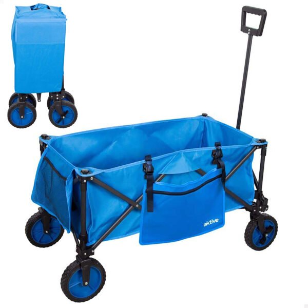 carrito plegable playa azul 80kg ruedas 360 freno