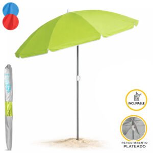 sombrilla playa 180 cm UV50 mástil inclinable aluminio