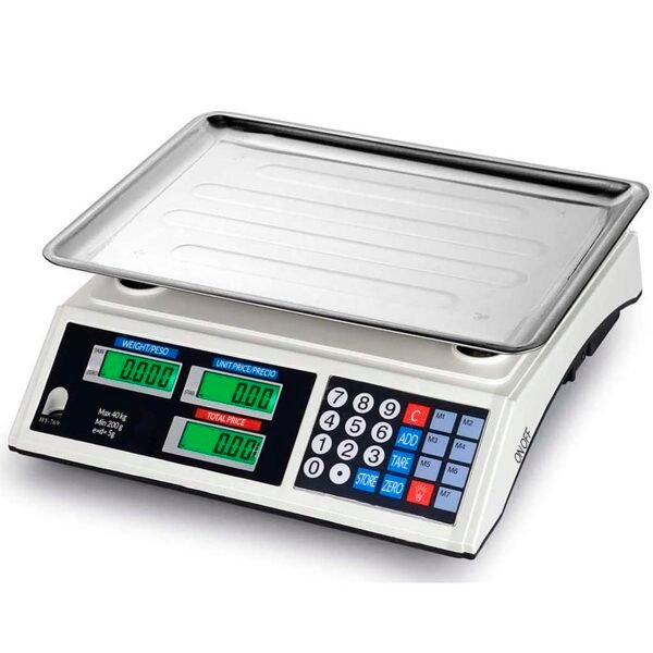 Balanza comercial digital de 40kg con doble pantalla LCD retroiluminada