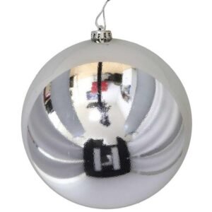 Bola de Navidad decorativa de gran tamaño color plata brillante de 15 cm para árbol navideño en MegaSharkCo.