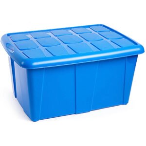 Caja de almacenamiento opaca de 60 litros en color azul liso de MegaSharkCo.