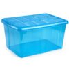 Caja organizadora de 60 litros azul translúcida para clasificar objetos en MegaSharkCo.