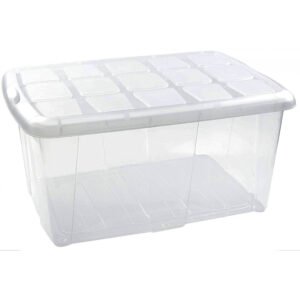 Caja de almacenamiento de 60 litros en color blanco translúcido de MegaSharkCo.