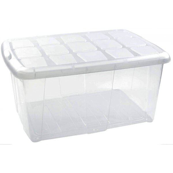 Caja de almacenamiento de 60 litros en color blanco translúcido de MegaSharkCo.