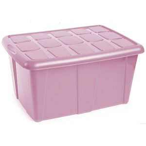 Caja organizadora de 60 litros en tono rosa palo pastel de MegaSharkCo.