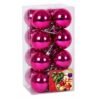 Set de 16 bolas de Navidad fucsia brillante de 5 cm en blíster transparente de MegaSharkCo.