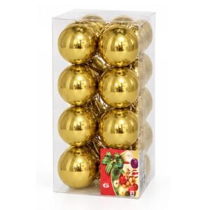 Set de 16 bolas de Navidad oro brillante de 5 cm en blíster transparente de MegaSharkCo.