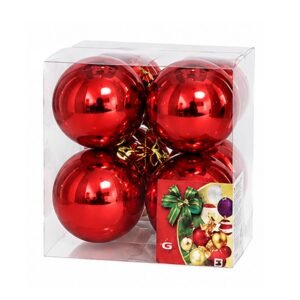 Set de 8 bolas de Navidad rojas brillantes de 7 cm en blíster transparente de MegaSharkCo.