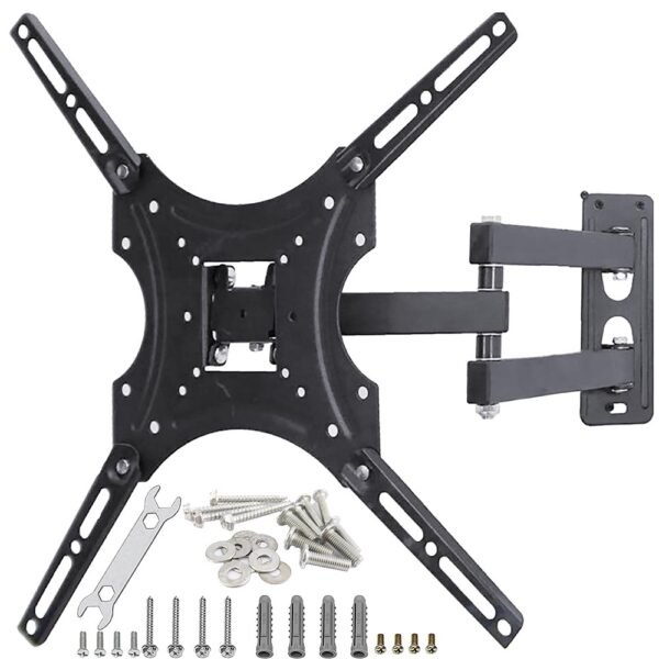 Soporte de pared para televisión con el kit completo de tornillos, tacos de anclaje y herramientas incluidos